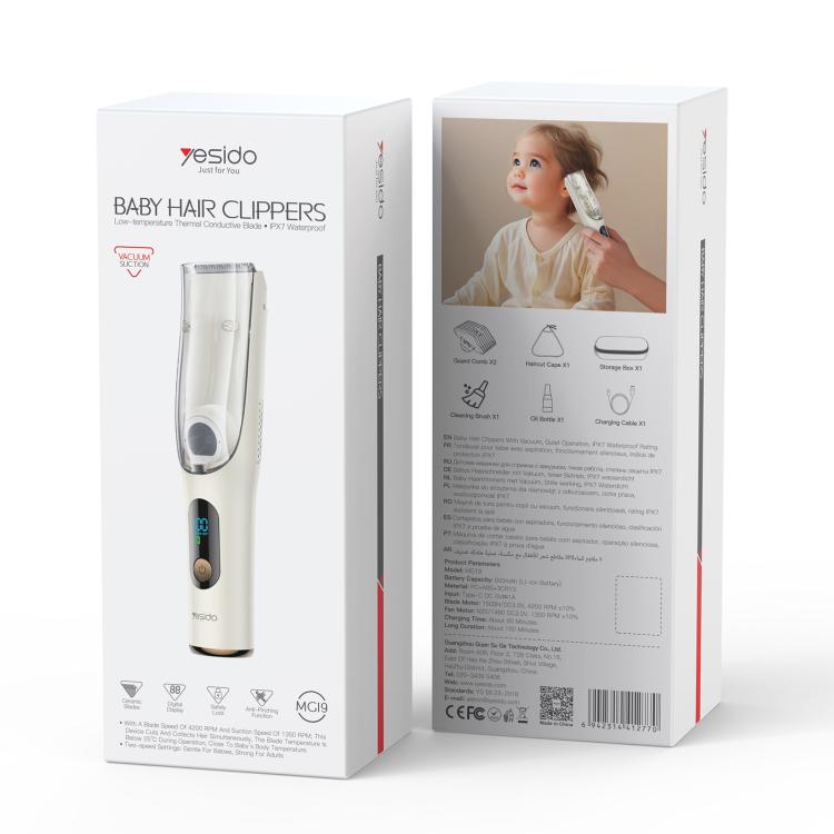 Yesido MG19 Low Temperature Ceramic Blade Baby Hair Clipper - Beige