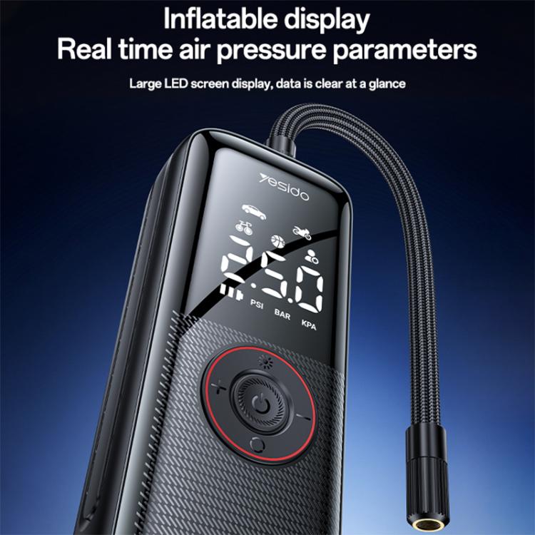 Yesido VC17 HD LED Display 85W Cordless Air Pump Car Tires Inflator - Black