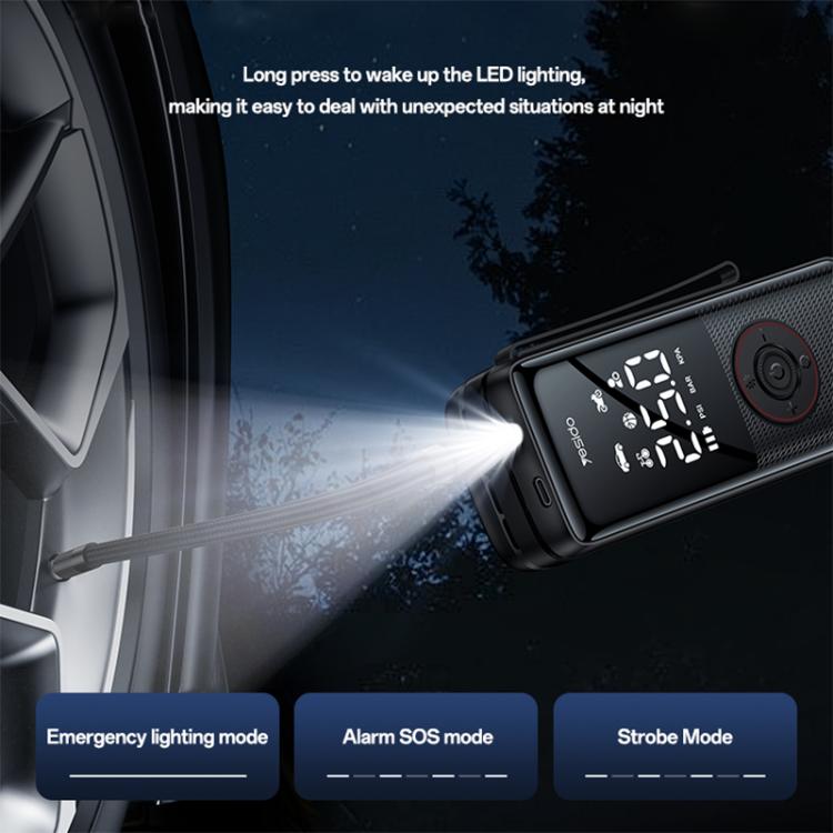 Yesido VC17 HD LED Display 85W Cordless Air Pump Car Tires Inflator - Black