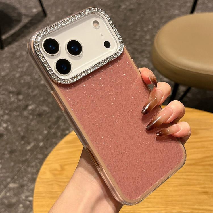For iPhone 17 Pro Max Solid Color Glitter & Rhinestone Design Phone Case