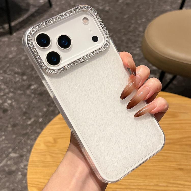 For iPhone 17 Pro Max Solid Color Glitter & Rhinestone Design Phone Case