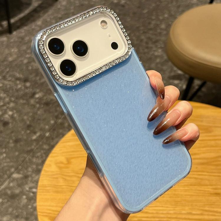 For iPhone 17 Pro Max Solid Color Glitter & Rhinestone Design Phone Case