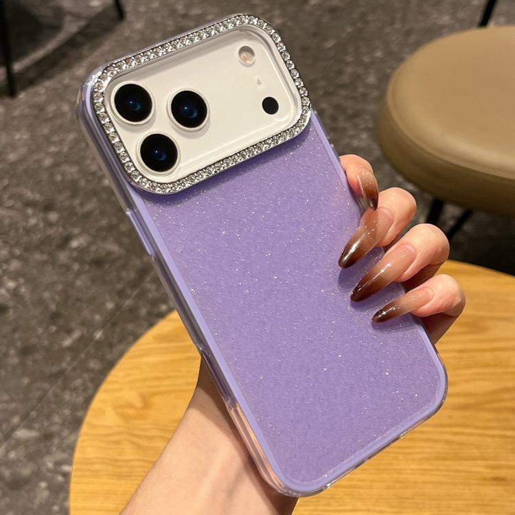 For iPhone 17 Pro Solid Color Glitter & Rhinestone Design Phone Case