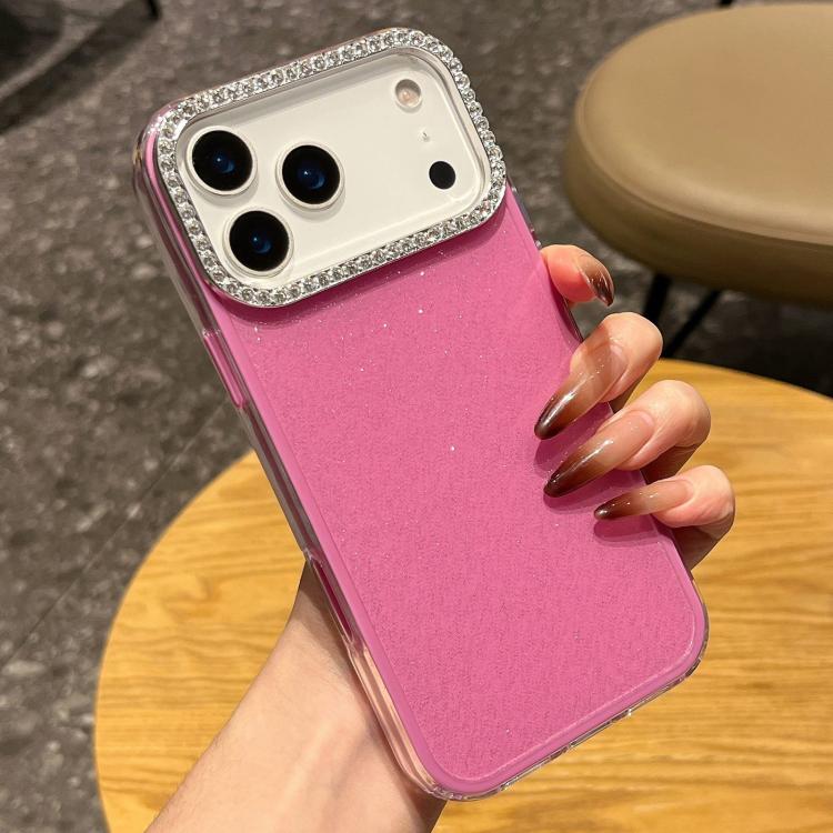 For iPhone 17 Pro Solid Color Glitter & Rhinestone Design Phone Case