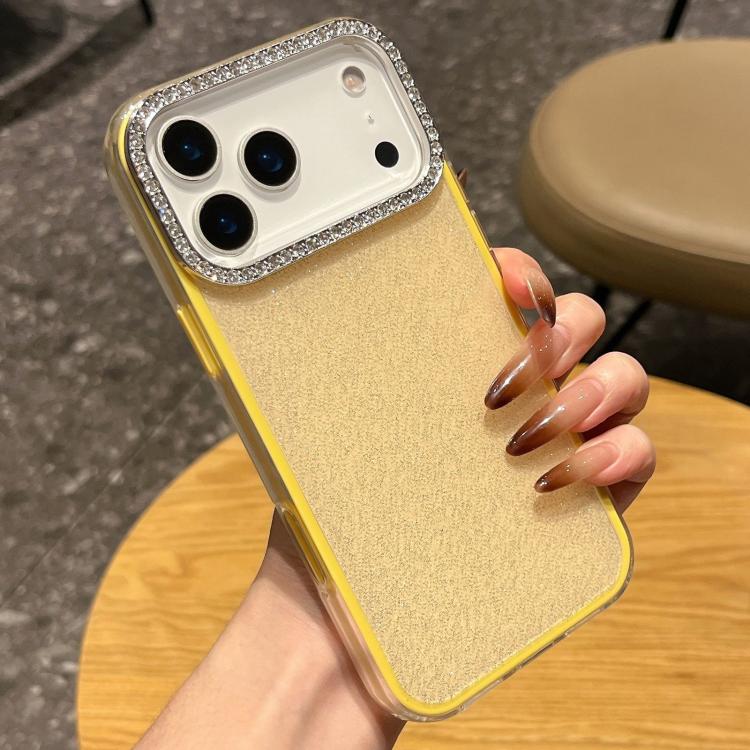 For iPhone 17 Pro Solid Color Glitter & Rhinestone Design Phone Case