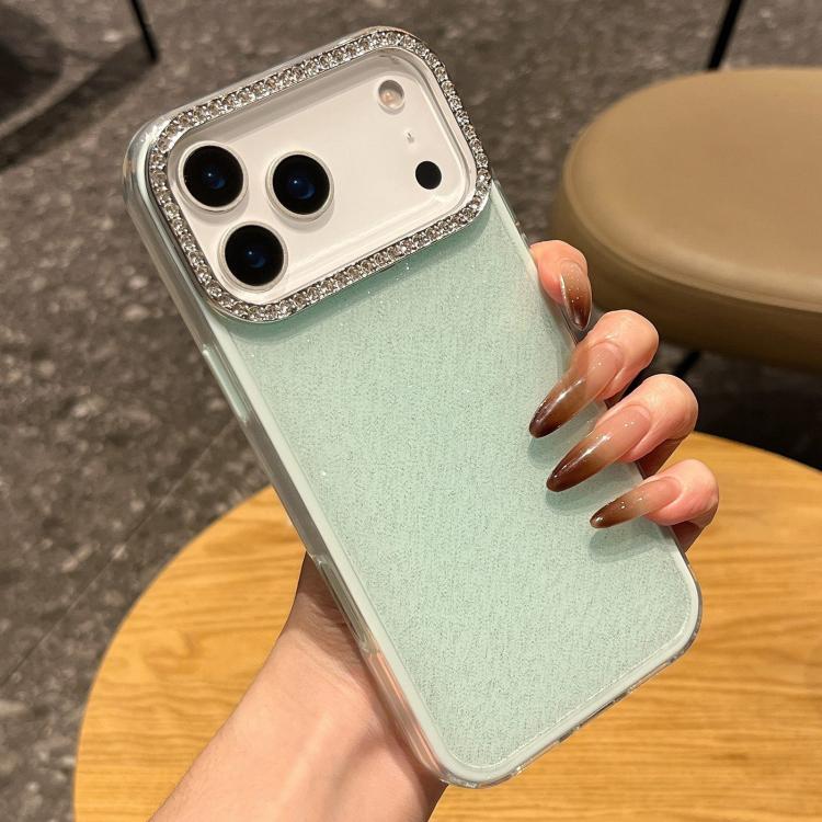 For iPhone 17 Pro Solid Color Glitter & Rhinestone Design Phone Case