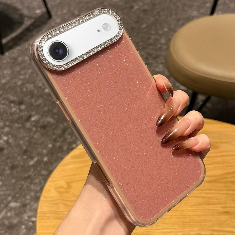 For iPhone Air Solid Color Glitter & Rhinestone Design Phone Case