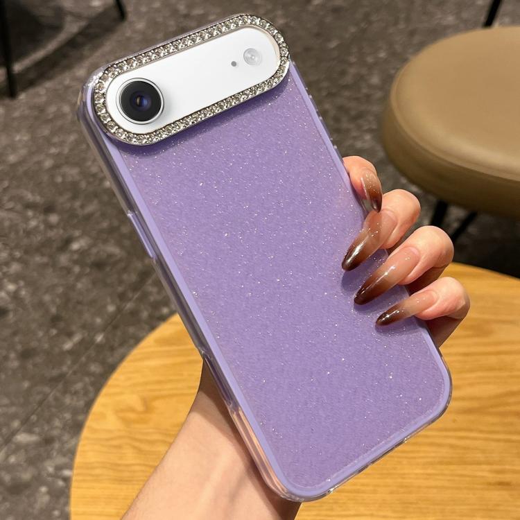 For iPhone Air Solid Color Glitter & Rhinestone Design Phone Case