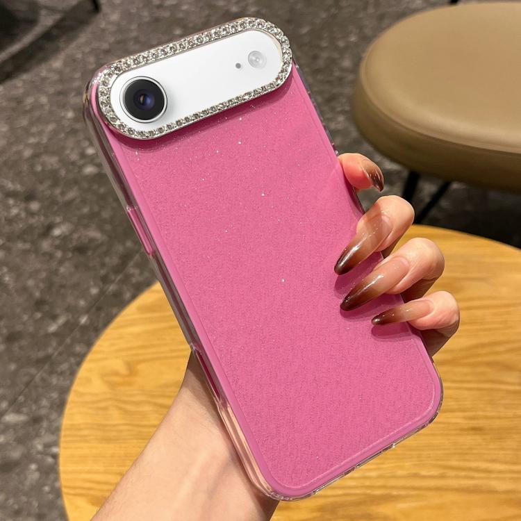 For iPhone Air Solid Color Glitter & Rhinestone Design Phone Case