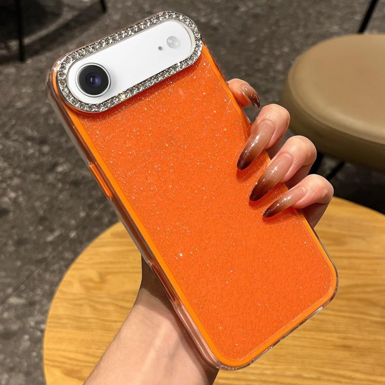 For iPhone Air Solid Color Glitter & Rhinestone Design Phone Case