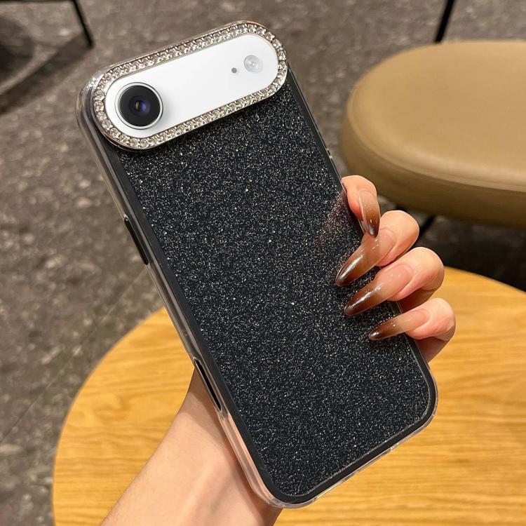 For iPhone Air Solid Color Glitter & Rhinestone Design Phone Case