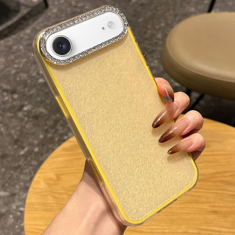 For iPhone Air Solid Color Glitter & Rhinestone Design Phone Case