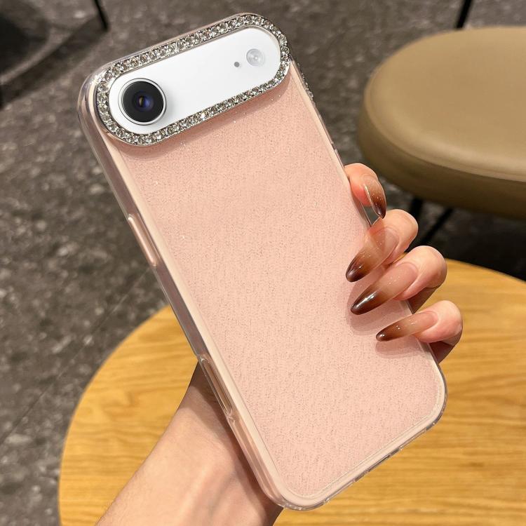 For iPhone Air Solid Color Glitter & Rhinestone Design Phone Case