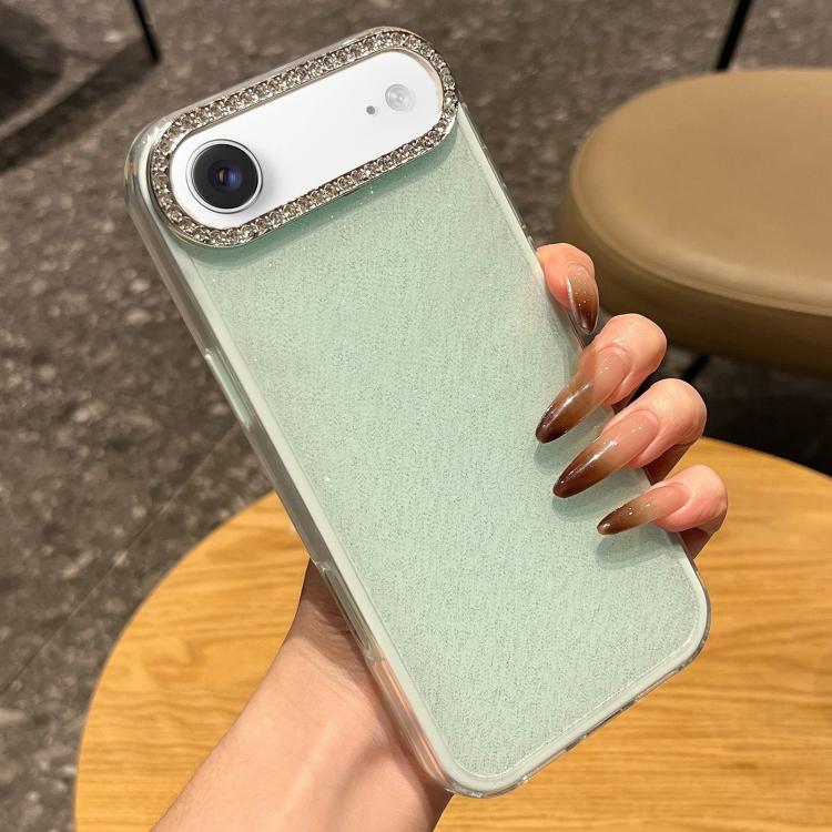 For iPhone Air Solid Color Glitter & Rhinestone Design Phone Case