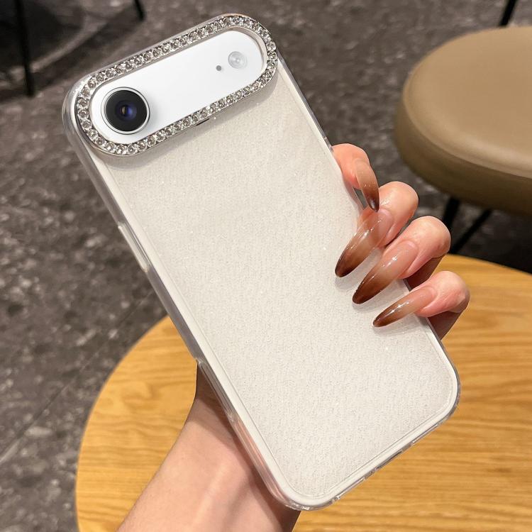 For iPhone Air Solid Color Glitter & Rhinestone Design Phone Case