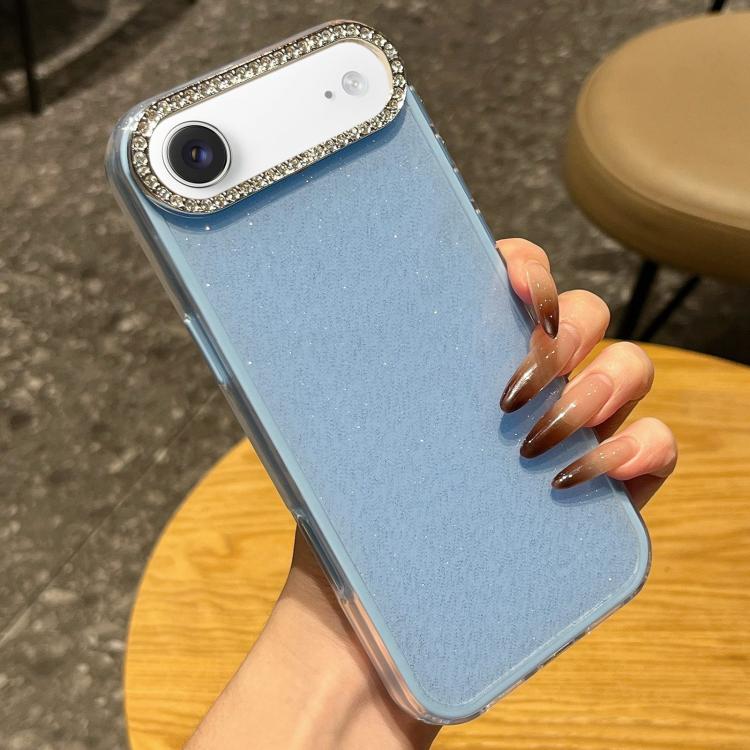 For iPhone Air Solid Color Glitter & Rhinestone Design Phone Case