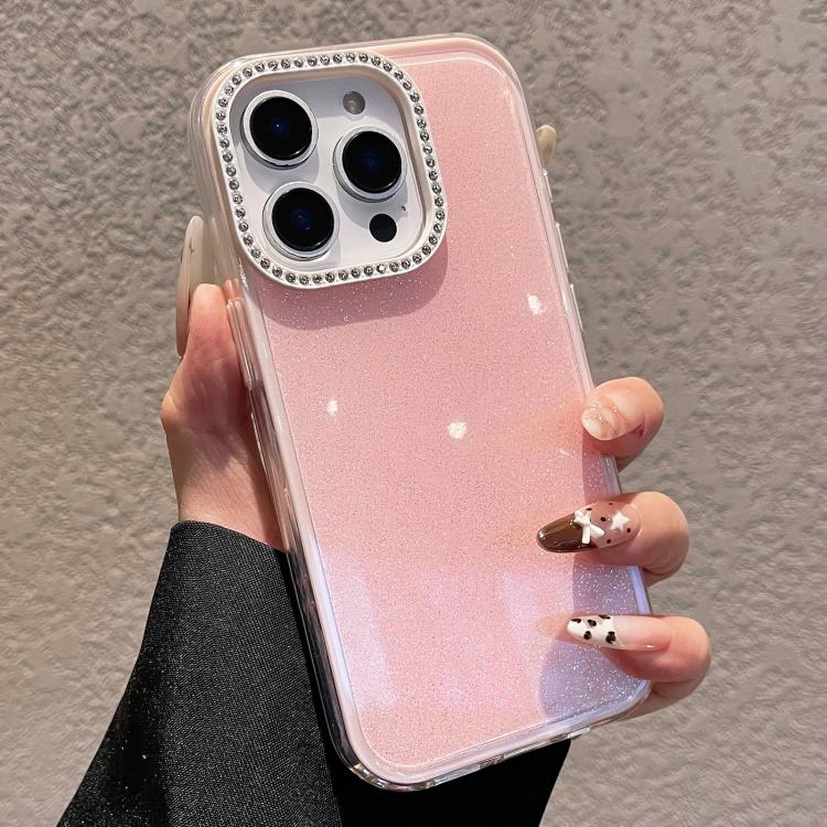 For iPhone 14 Pro Max Solid Color Glitter & Rhinestone Design Phone Case