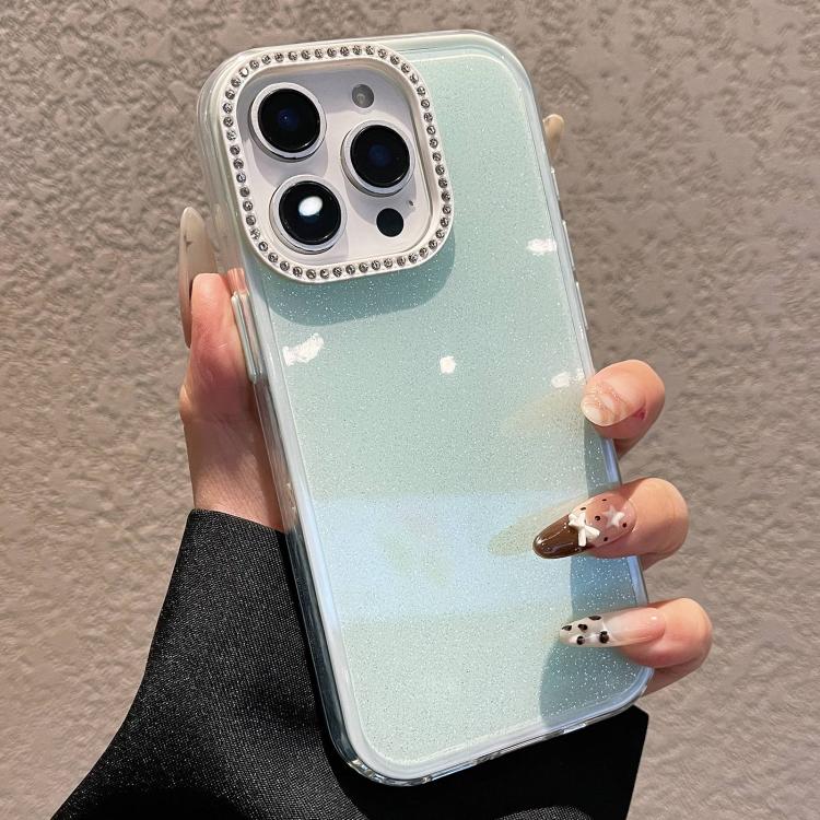 For iPhone 14 Pro Solid Color Glitter & Rhinestone Design Phone Case