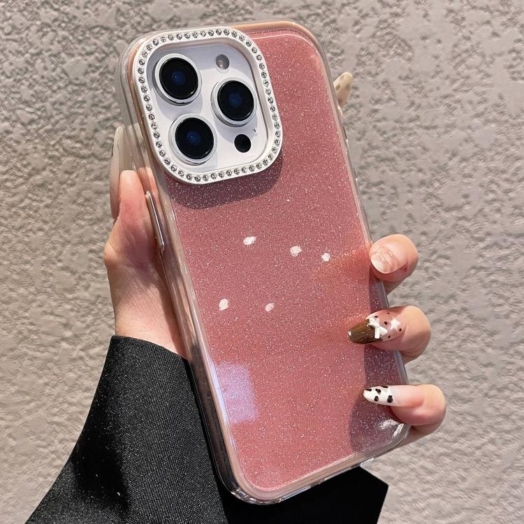 For iPhone 13 Pro Max Solid Color Glitter & Rhinestone Design Phone Case