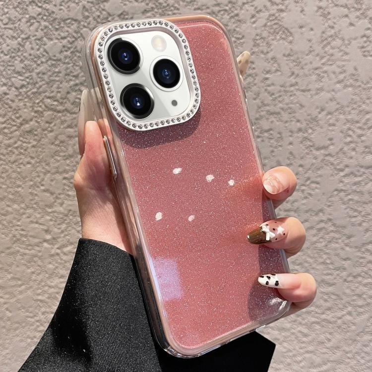 For iPhone 11 Pro Max Solid Color Glitter & Rhinestone Design Phone Case