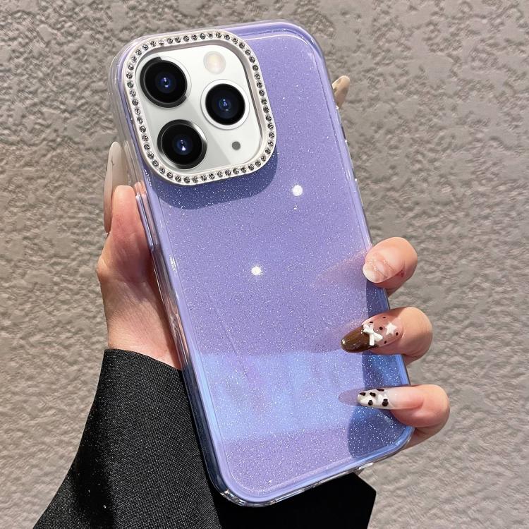 For iPhone 11 Pro Max Solid Color Glitter & Rhinestone Design Phone Case