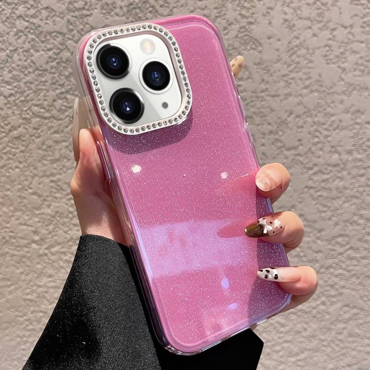 For iPhone 11 Pro Max Solid Color Glitter & Rhinestone Design Phone Case