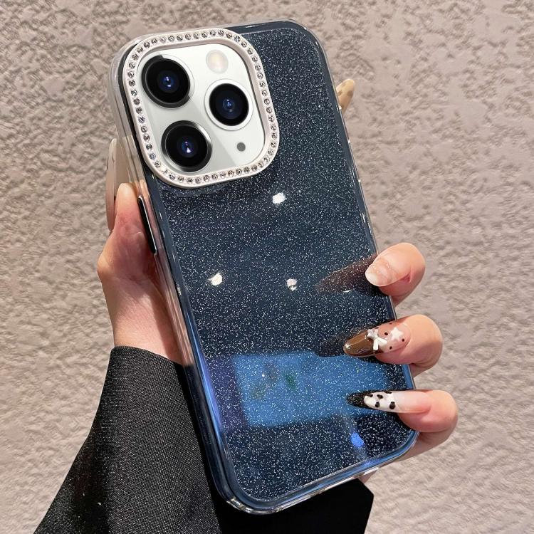 For iPhone 11 Pro Max Solid Color Glitter & Rhinestone Design Phone Case