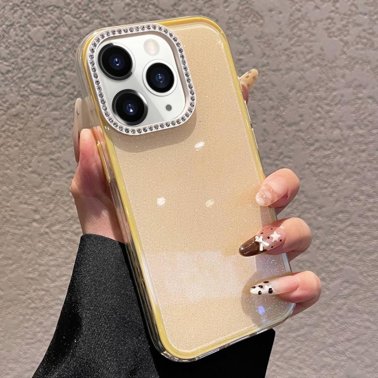 For iPhone 11 Pro Max Solid Color Glitter & Rhinestone Design Phone Case