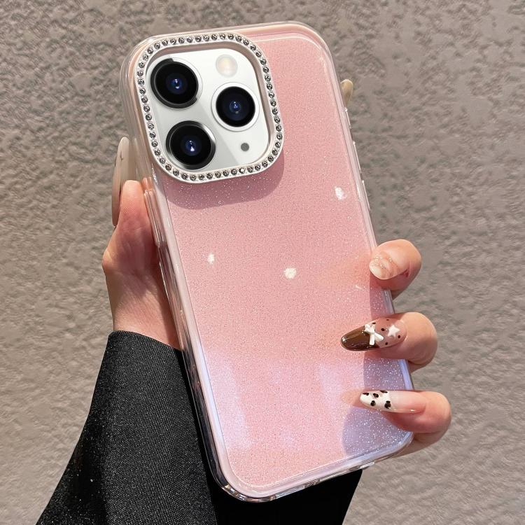 For iPhone 11 Pro Max Solid Color Glitter & Rhinestone Design Phone Case