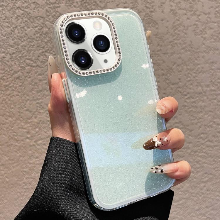 For iPhone 11 Pro Max Solid Color Glitter & Rhinestone Design Phone Case