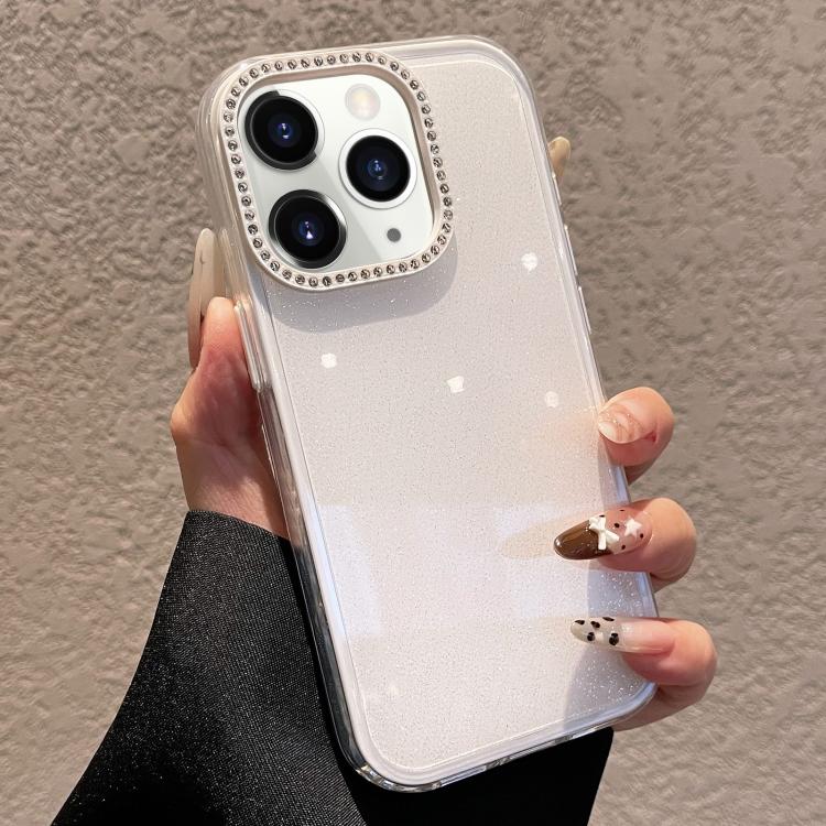 For iPhone 11 Pro Max Solid Color Glitter & Rhinestone Design Phone Case