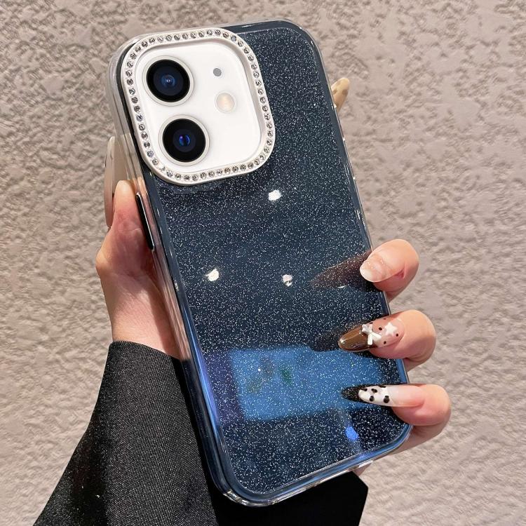For iPhone 11 Solid Color Glitter & Rhinestone Design Phone Case