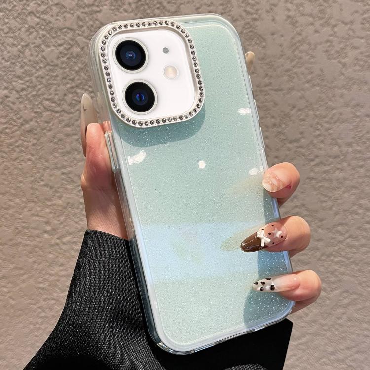 For iPhone 11 Solid Color Glitter & Rhinestone Design Phone Case