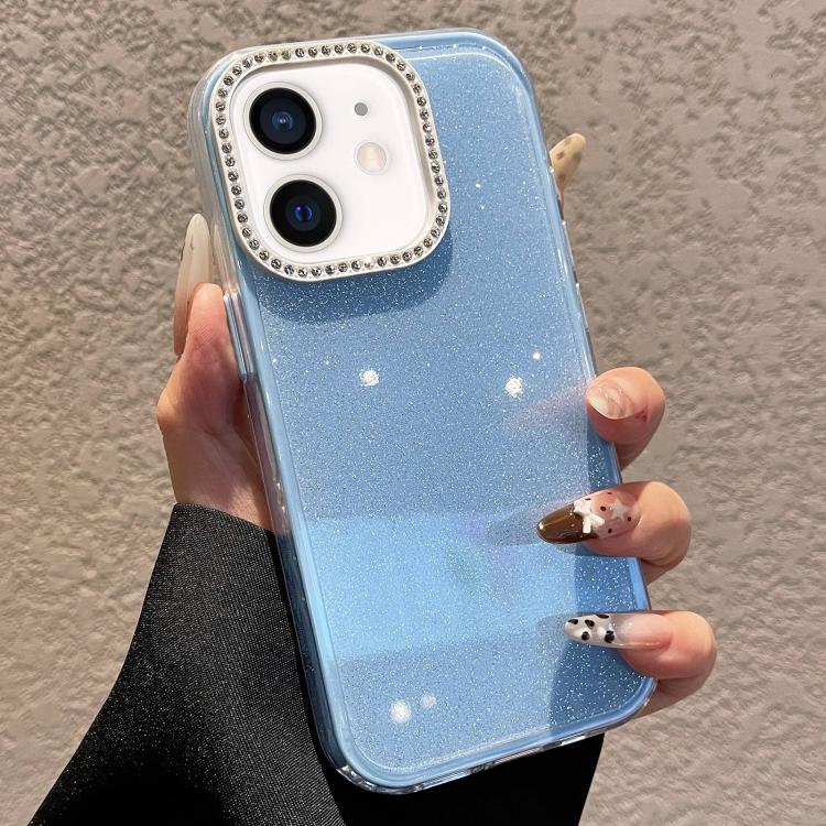 For iPhone 11 Solid Color Glitter & Rhinestone Design Phone Case