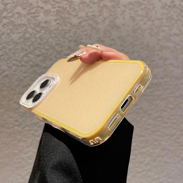 For iPhone 15 Plus Solid Color Glitter & Rhinestone Design Phone Case