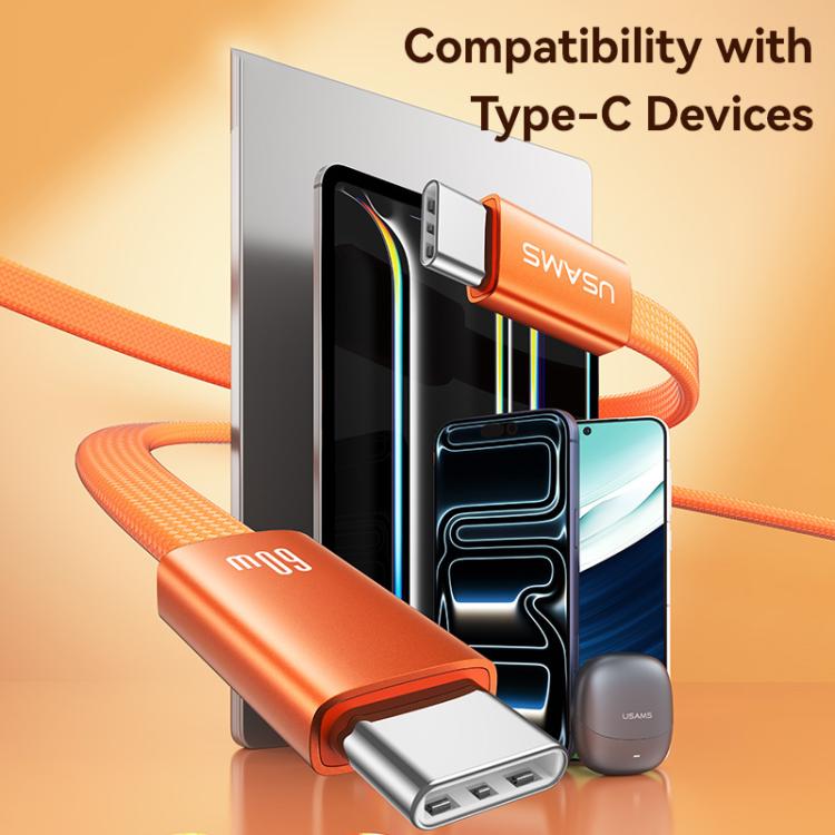 USAMS SJ783 U96 1.2m 60W USB-C / Type-C to USB-C / Type-C Aluminum Alloy Fast Charging Data Cable