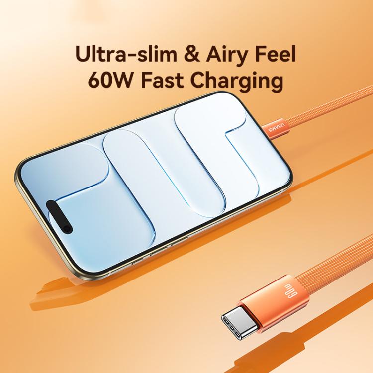 USAMS SJ783 U96 1.2m 60W USB-C / Type-C to USB-C / Type-C Aluminum Alloy Fast Charging Data Cable