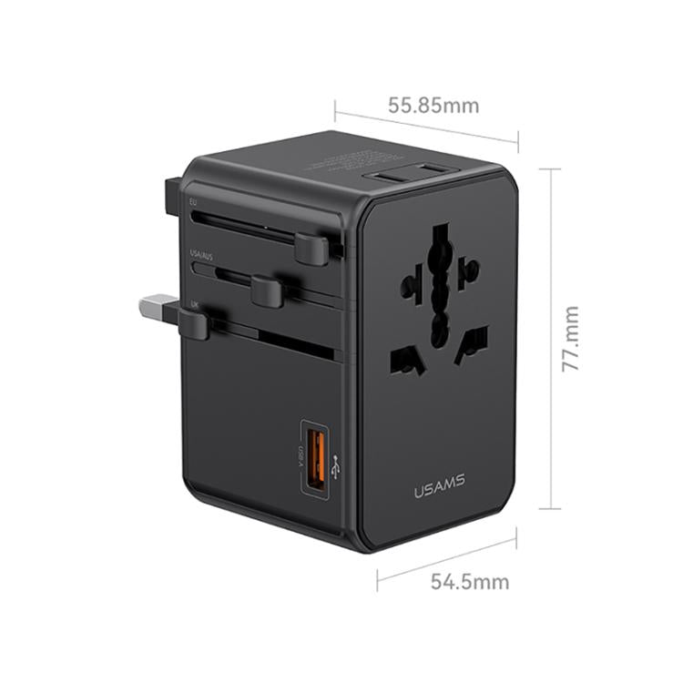 USAMS CC344 T72 100W 4-Port Universal Travel Charger - Black