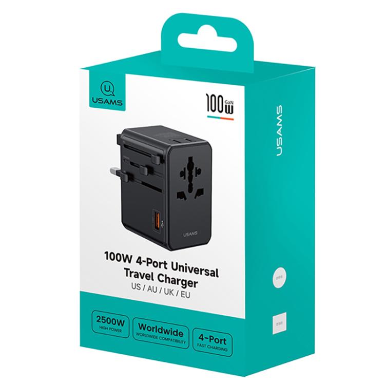 USAMS CC344 T72 100W 4-Port Universal Travel Charger - Black