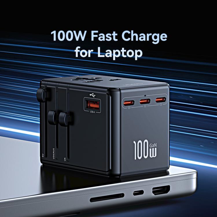 USAMS CC344 T72 100W 4-Port Universal Travel Charger - Black