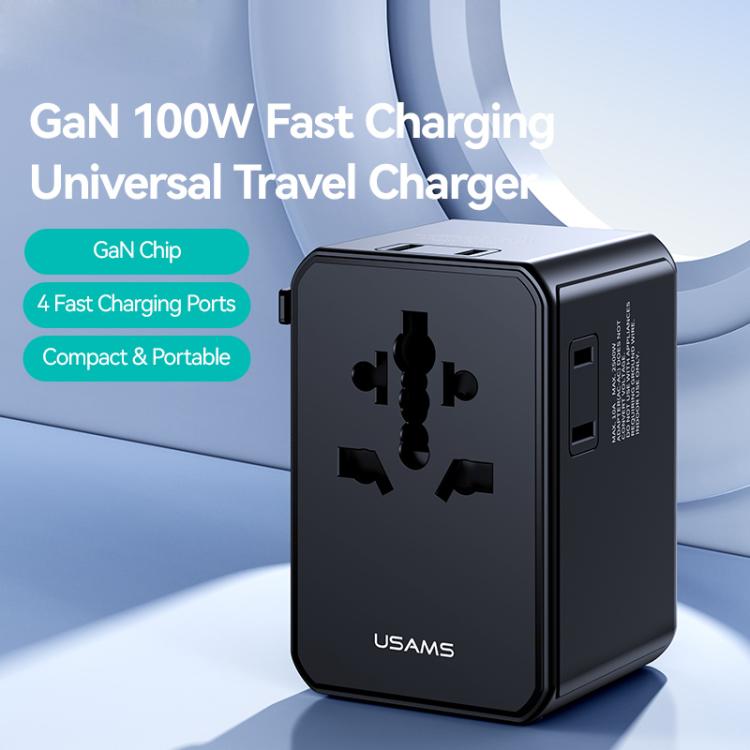 USAMS CC344 T72 100W 4-Port Universal Travel Charger - Black