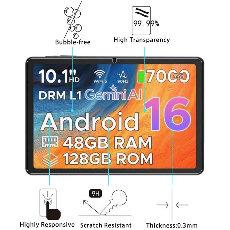 For POCKAM P10 10.1 inch 25pcs 9H 0.3mm Explosion-proof Tempered Glass Film