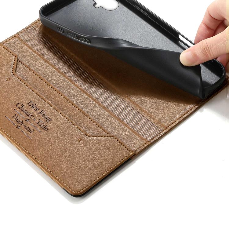 For Galaxy A05 Dierfeng Splicing Strong Magnetic RFID Vegan Leather Phone Case