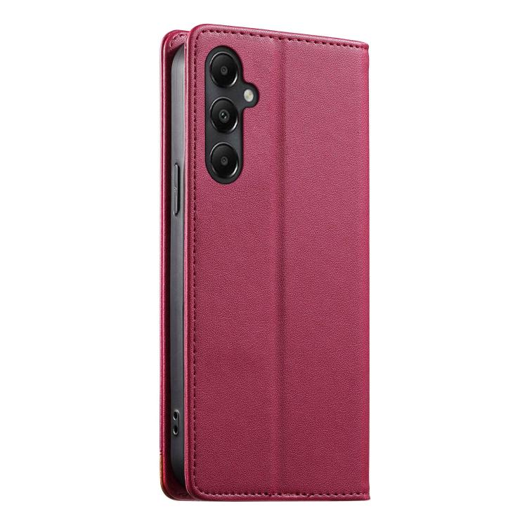 For Galaxy A05s Dierfeng Splicing Strong Magnetic RFID Vegan Leather Phone Case