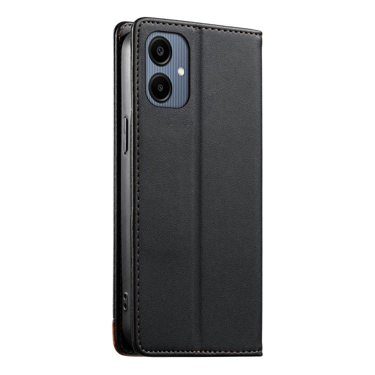 For Galaxy A06 4G Dierfeng Splicing Strong Magnetic RFID Vegan Leather Phone Case