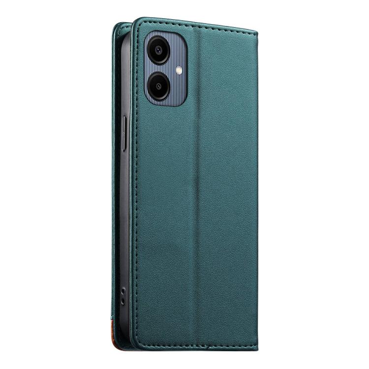 For Galaxy A06 4G Dierfeng Splicing Strong Magnetic RFID Vegan Leather Phone Case