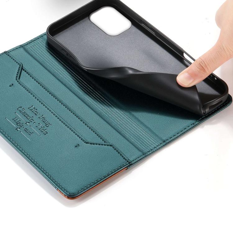For Galaxy A06 4G Dierfeng Splicing Strong Magnetic RFID Vegan Leather Phone Case