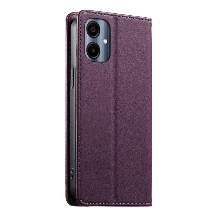 For Galaxy A06 4G Dierfeng Splicing Strong Magnetic RFID Vegan Leather Phone Case