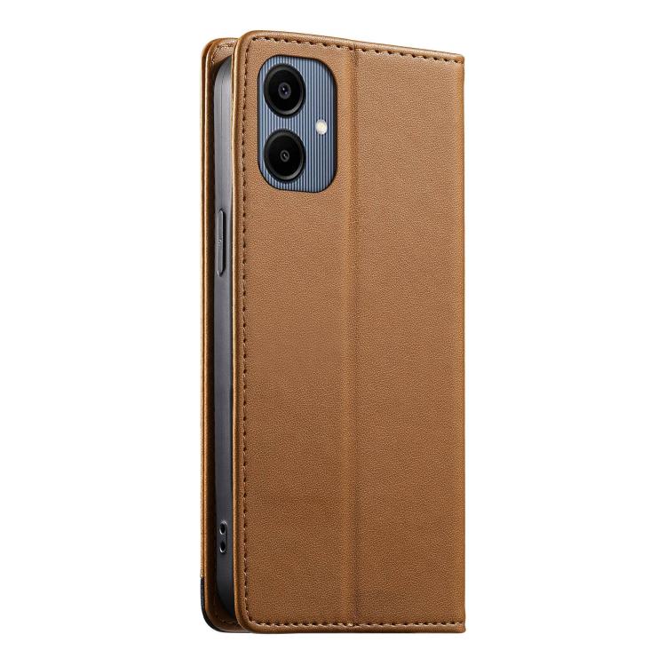 For Galaxy A06 4G Dierfeng Splicing Strong Magnetic RFID Vegan Leather Phone Case