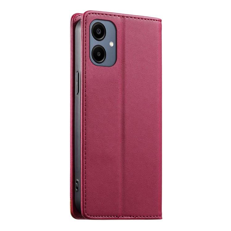 For Galaxy A06 4G Dierfeng Splicing Strong Magnetic RFID Vegan Leather Phone Case